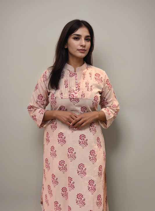 Elegant Beige Floral Kurti